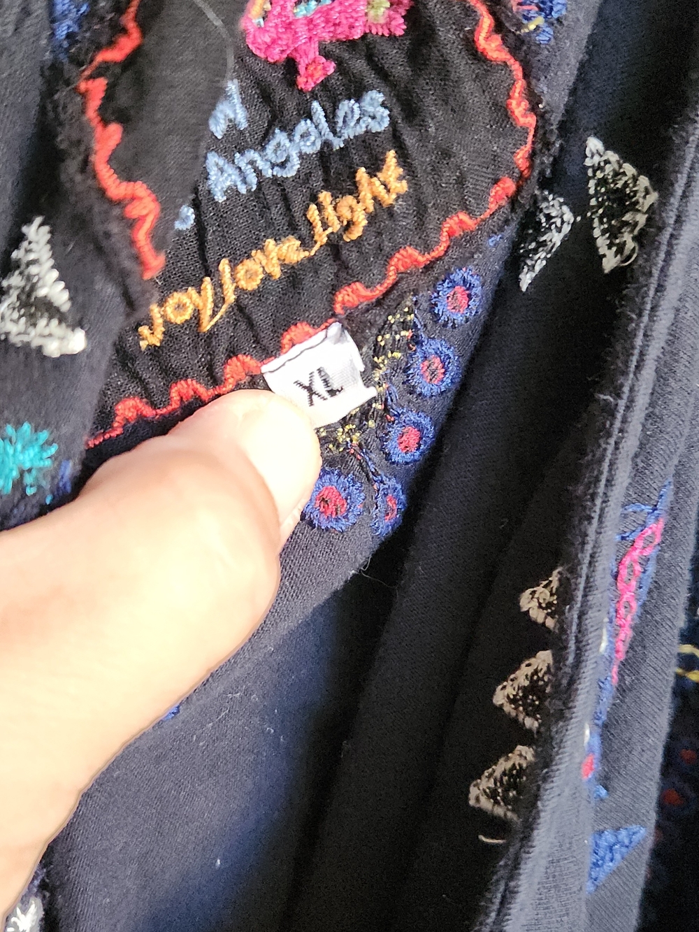 Johnny Was Navy Embroidered Blue Geometric Pink Dial Orange Poncho Top - Picture 5 of 5